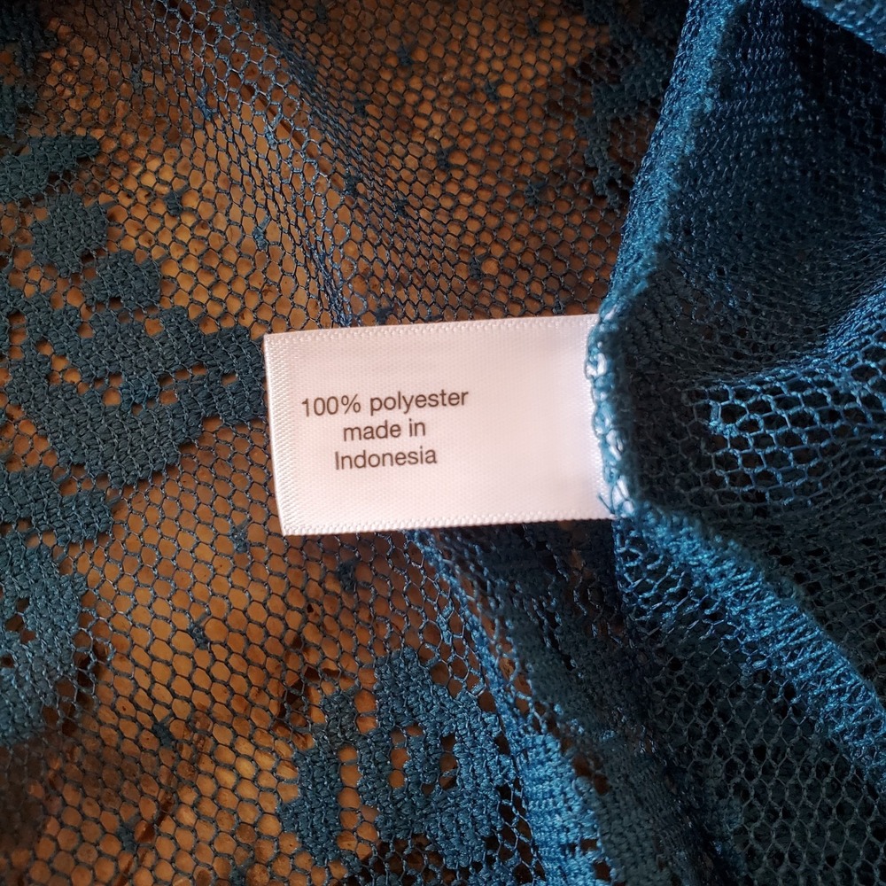 Lane Bryant sz 18/20 sheer lace Teal‎ Blue short slv peplum top boho going out - Picture 9 of 10